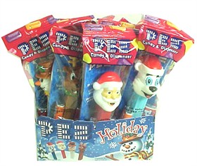 Christmas Holiday Pez Dispenser & Refill Candy 12ct