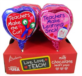 Chocolate Heart Lollipops  18 Count