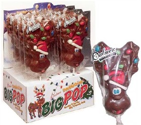 Chocolate Reindeer Lollipop 3oz  (One Lollipop)