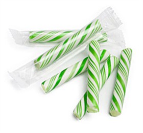 Sticklettes - Green & White Petite Candy Sticks- 250 Count (Lime)